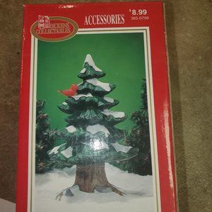 Dickens Collectables - Porcelain Christmas Tree with Redbird
